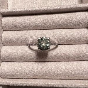 10k white gold green amethyst diamond accent ring